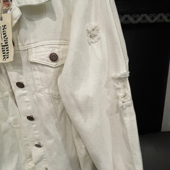 Savanna Jane Size M Denim Distressed Embroidered Sequined Indian Head Jacket - Picture 4 of 7